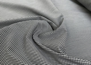 Archivio Checks Black Cotton Elastane Small Check Ex Designer Stretch Woven Shirting Fabric CU