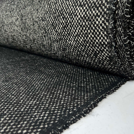 Arctic Circle Polyester Wool Gingham Black White Spot Coating Fabric Roll