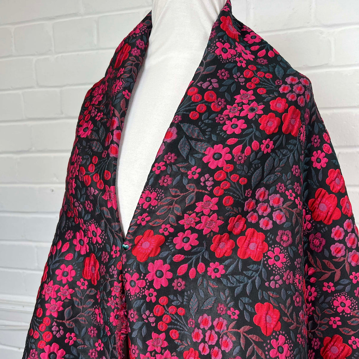 Pink PolyCotton Floral Dress Fabric Arianna Brocade Mannequin
