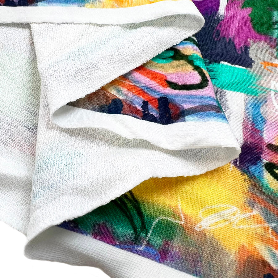 French Terry Art School Multicoloured Artwork Squiggle Fabric Print Fold