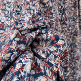 Autumnal Equinox Midnight Paisley Pop Brushed Cotton Blue Red Abstract Floral Print Dress Fabric CU