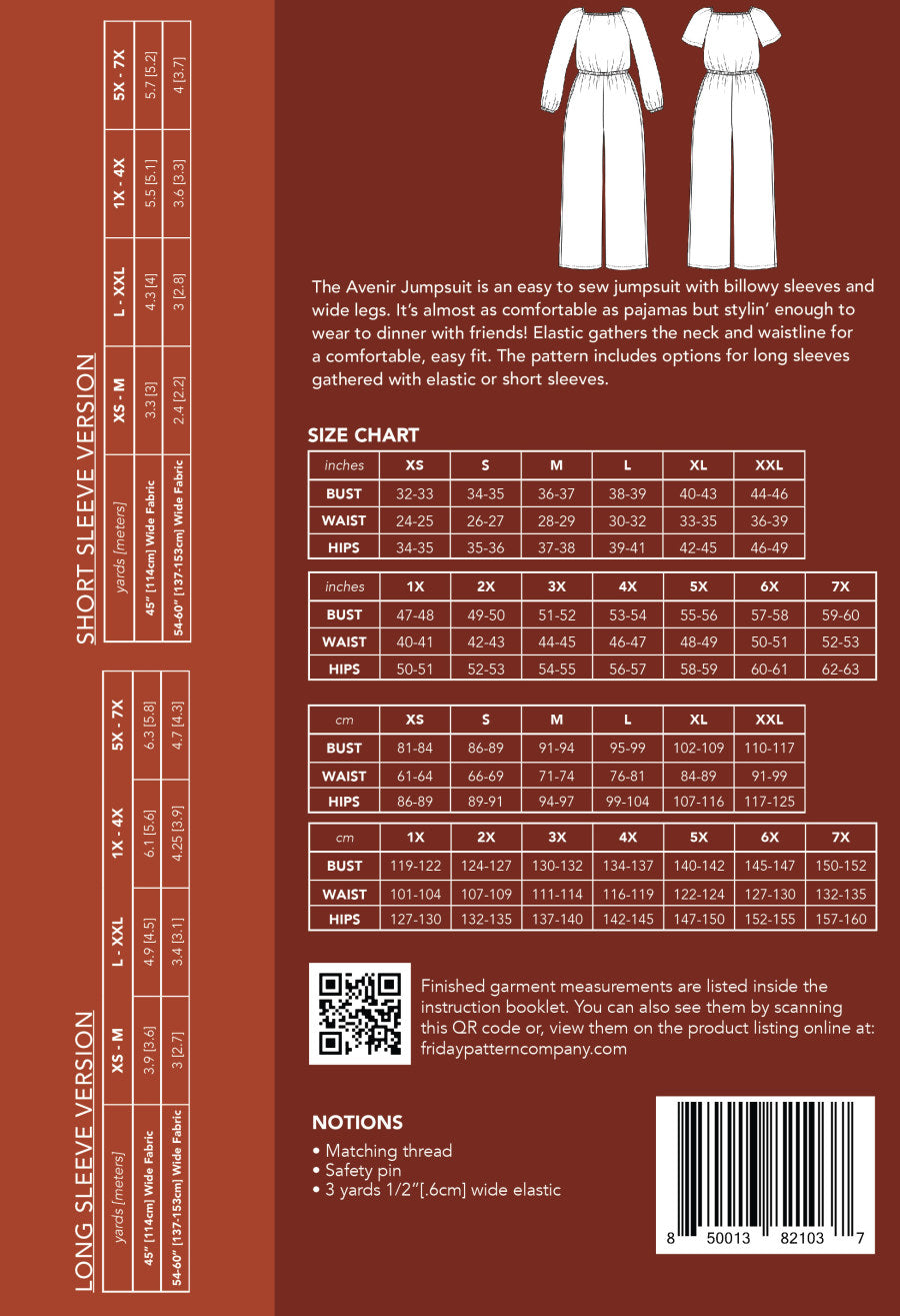 Friday Pattern Company - The Avenir Jumpsuit Pattern