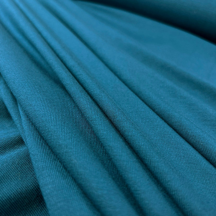 Bamboo Elastane Jersey Dress Fabric Teal Stretch