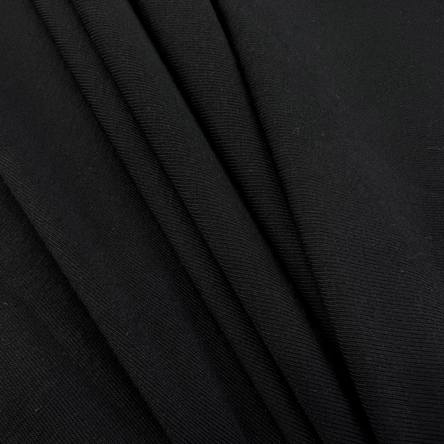 Bamboo Jersey Black Knitted Elastane Stretch Plain Dress Fabric CU