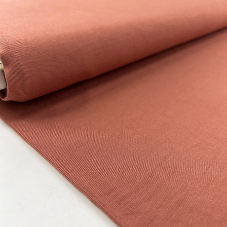 Bamboo Jersey Dusty Terracotta Elastane Plain Knitted Tshirt Fabric Bolt