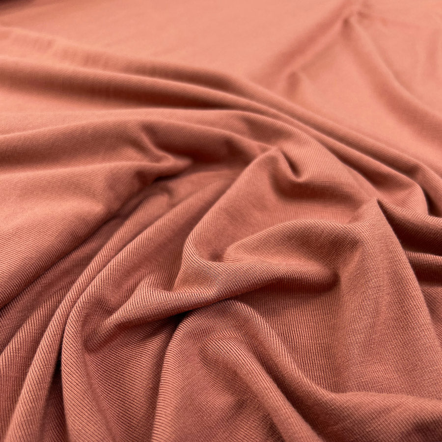 Bamboo Jersey Dusty Terracotta Elastane Plain Knitted Tshirt Fabric Cu