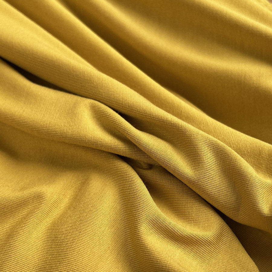Bamboo Jersey Mustard Yellow Knit Stretch Elastane Fabric CU