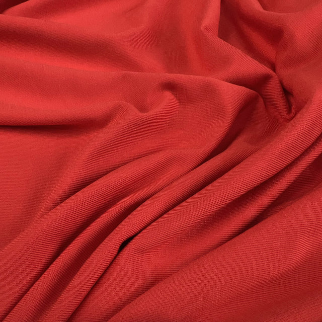 Bamboo Jersey Scarlet Red Knit Stretch Elastane Fabric CU