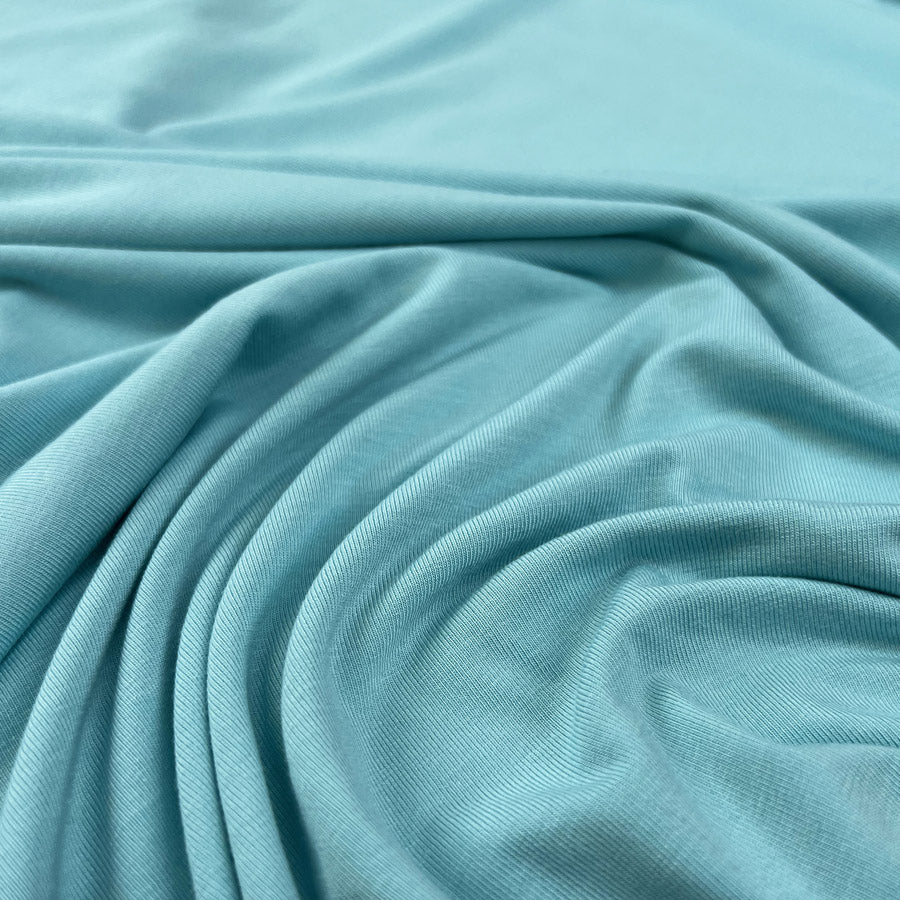 Bamboo Jersey Turquoise Blue Elastane Plain Knitted Tshirt Fabric CU