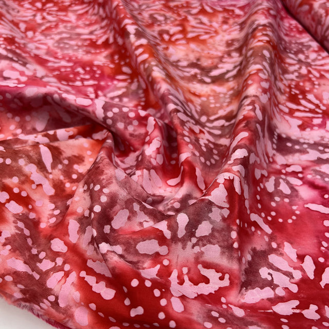 Batik Pink Fireworks Cotton Hand Printed Abstract Woven Dress Fabric CU