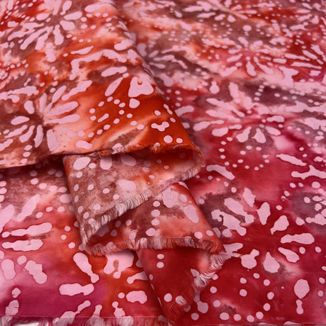 Batik Pink Fireworks Cotton Hand Printed Abstract Woven Dress Fabric Fold