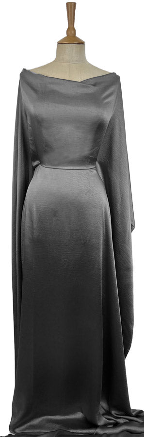 Bella Satin Stretch Grey Polyester Elastane Smooth Dressmaking Fabric Mannequin