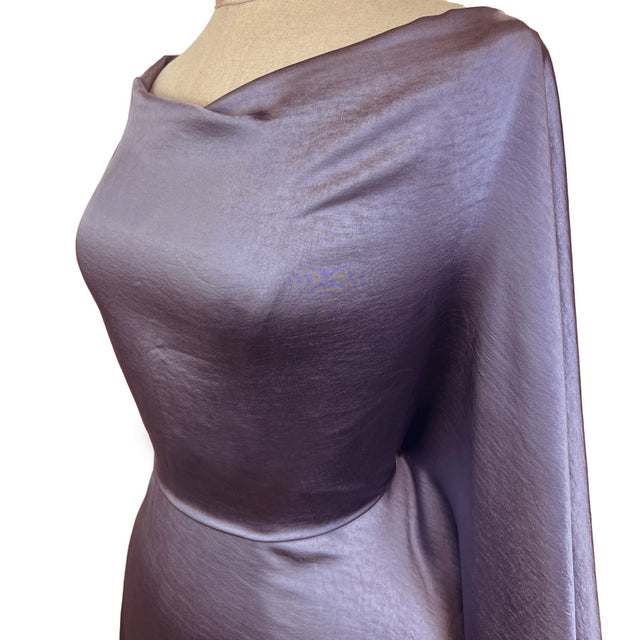 Bella Satin Stretch Lavender Polyester Elastane Smooth Dressmaking Fabric Side