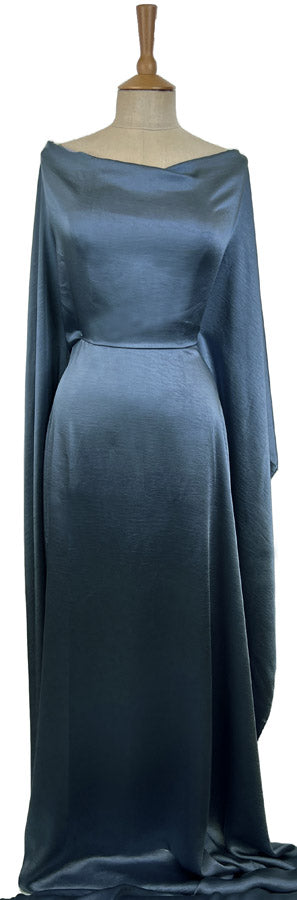 Bella Satin Stretch Petrol Blue Polyester Elastane Smooth Dressmaking Fabric Mannequin