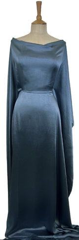 Bella Satin Stretch Petrol Blue Polyester Elastane Smooth Dressmaking Fabric Mannequin