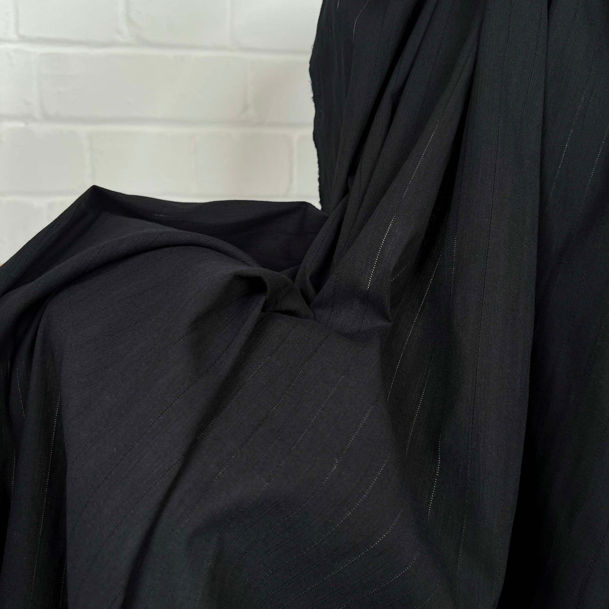 Bet On Black Cotton Stripe Woven Shirting Fabric CU