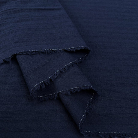 Betty Navy Cotton Stripe Woven Dress Fabric Fold