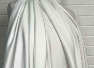Bianca Perla Viscose White Plain Italian Dress Fabric Mannequin