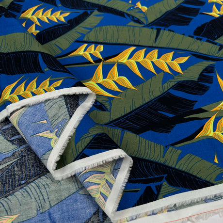Tropical Leaf 100% Cotton Shirting Dressmaking Fabric Big is Best Fold