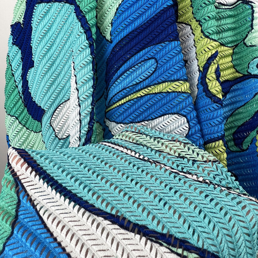 Bikini Breeze Blue_Open Knit Pucci_Ribbed Polyester Jersey Fabric CU