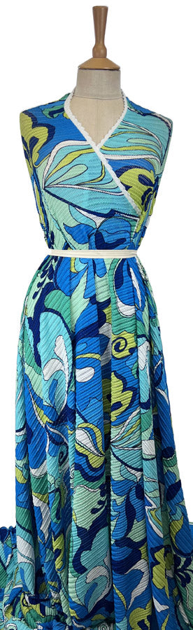 Bikini Breeze Blue Open Knit Pucci Ribbed Polyester Jersey Fabric Mannequin