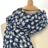 Blue Gingko Dress Fabric Pima Cotton Lawn - Midnight Fall - Denim