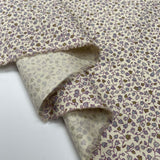Brushed Cotton Winter Meadow Lavender Cream Small Leaf Print Flannel Fabric Fold