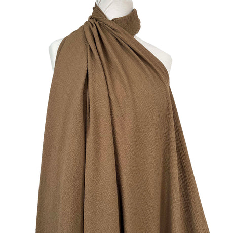 Bubble_Viscose_Brown_Polyester_Elastane_195gsm_Crinkle_Woven_Dress_Fabric_Drape