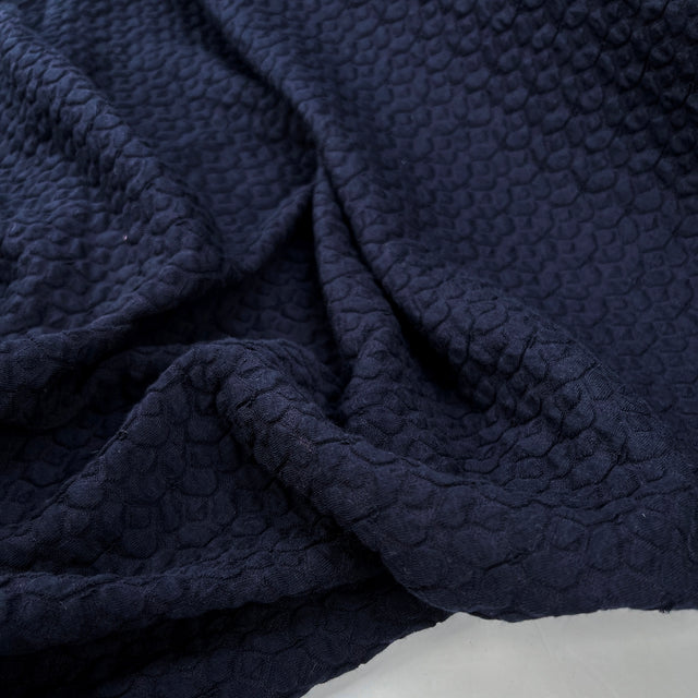 Bubbly Cotton Polyamide Navy Knitted Jersey Fabric CU