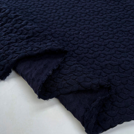 Bubbly Cotton Polyamide Navy Knitted Jersey Fabric Fold