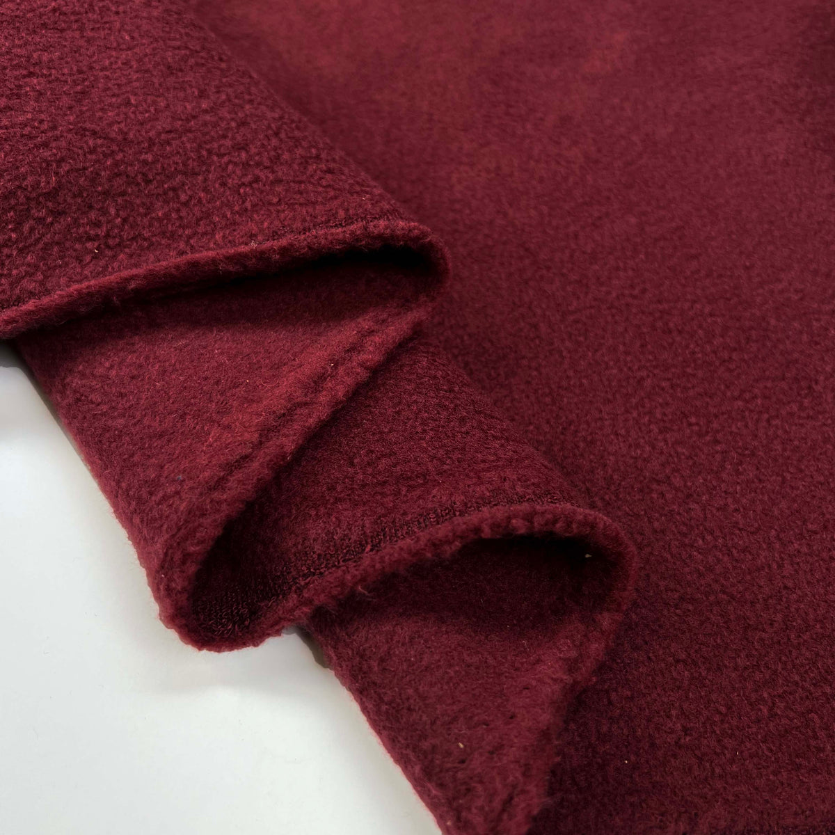 Dark Red Polyester Soft Plain Fleece Fabric  Burgundy Fuzz Fold
