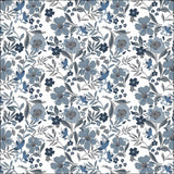 C Pop Blue Belle Printed Cotton Poplin 120gsm Dress Fabric Flat