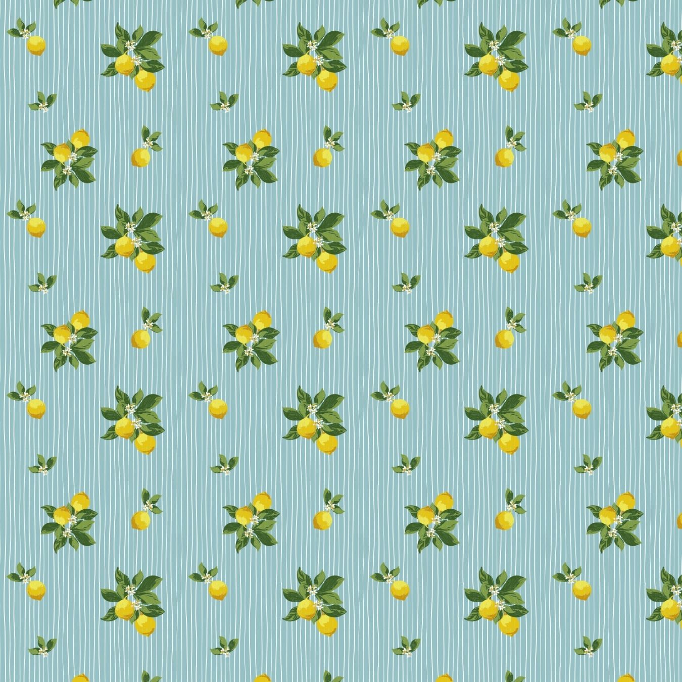 C Pop Mint Lemonade Printed Cotton Poplin 120gsm Dress Fabric Flat