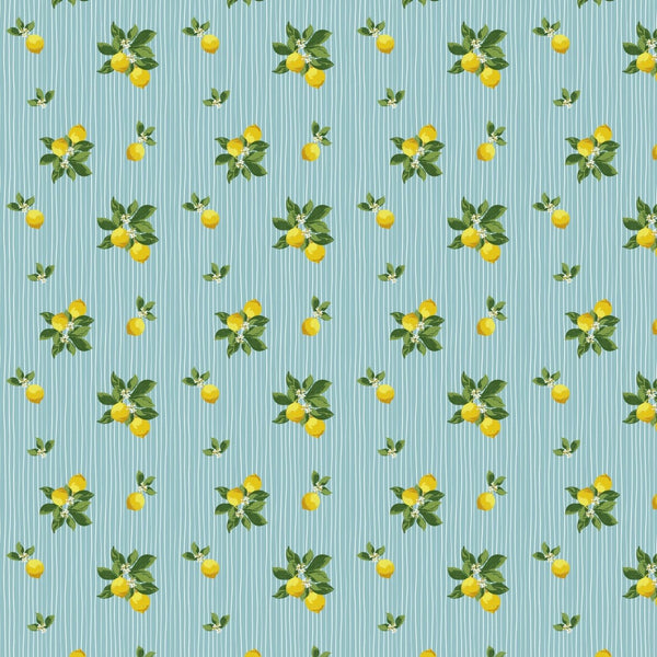 C Pop Mint Lemonade Printed Cotton Poplin 120gsm Dress Fabric Flat