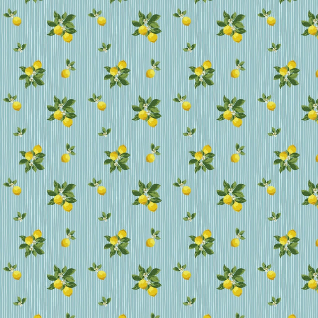 C Pop Mint Lemonade Printed Cotton Poplin 120gsm Dress Fabric Flat