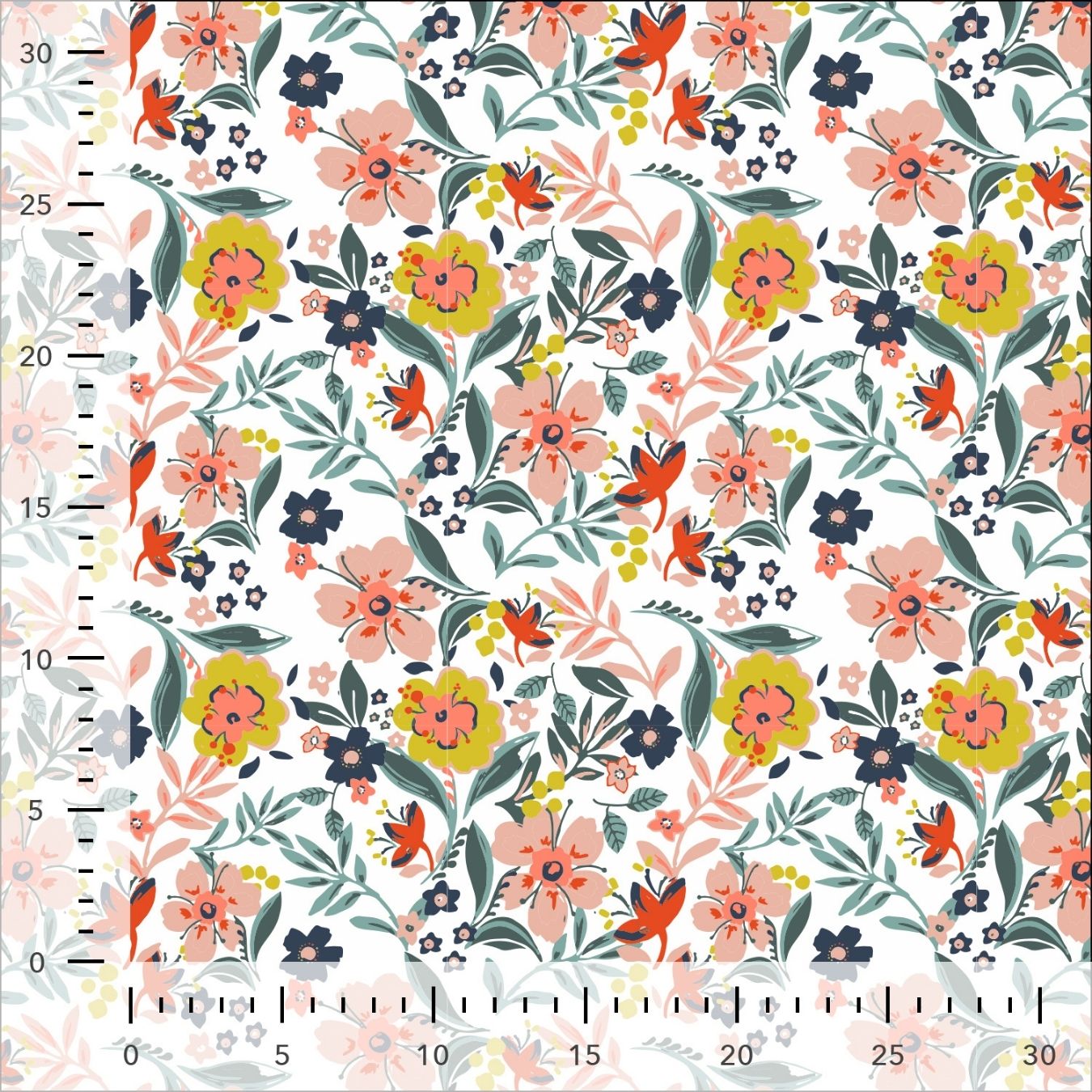C Pop Summer Belle Printed Cotton Poplin 120gsm Dress Fabric Ruler