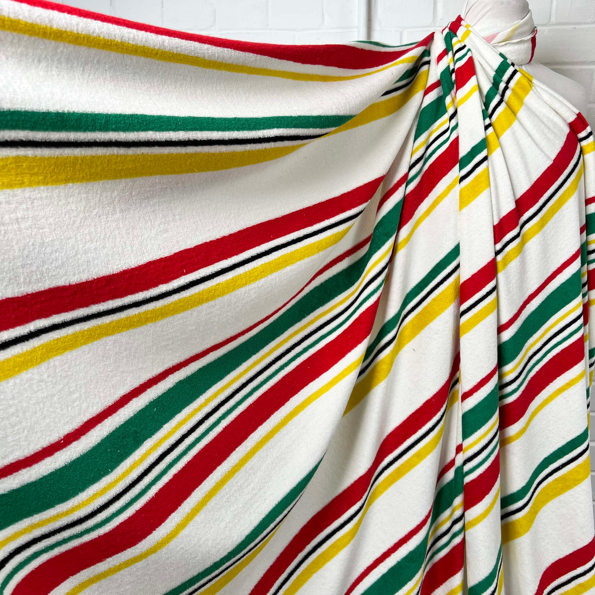 Cabanna Stripe Towelling Multi Coloured Stripe Cotton Fabric CU
