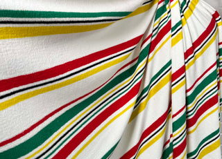 Cabanna Stripe Towelling Multi Coloured Stripe Cotton Fabric CU