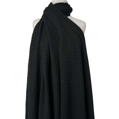 Cable Jersey Black Polyester Viscose Elastane Rope Double Knit Fabric Mannequin