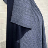 Cable Jersey Blue Marl Polyester Viscose Elastane Rope Double Knit Fabric Hang