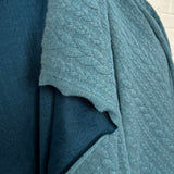 Cable Jersey Teal Marl Blue Polyester Viscose Elastane Rope Double Knit Fabric Fold