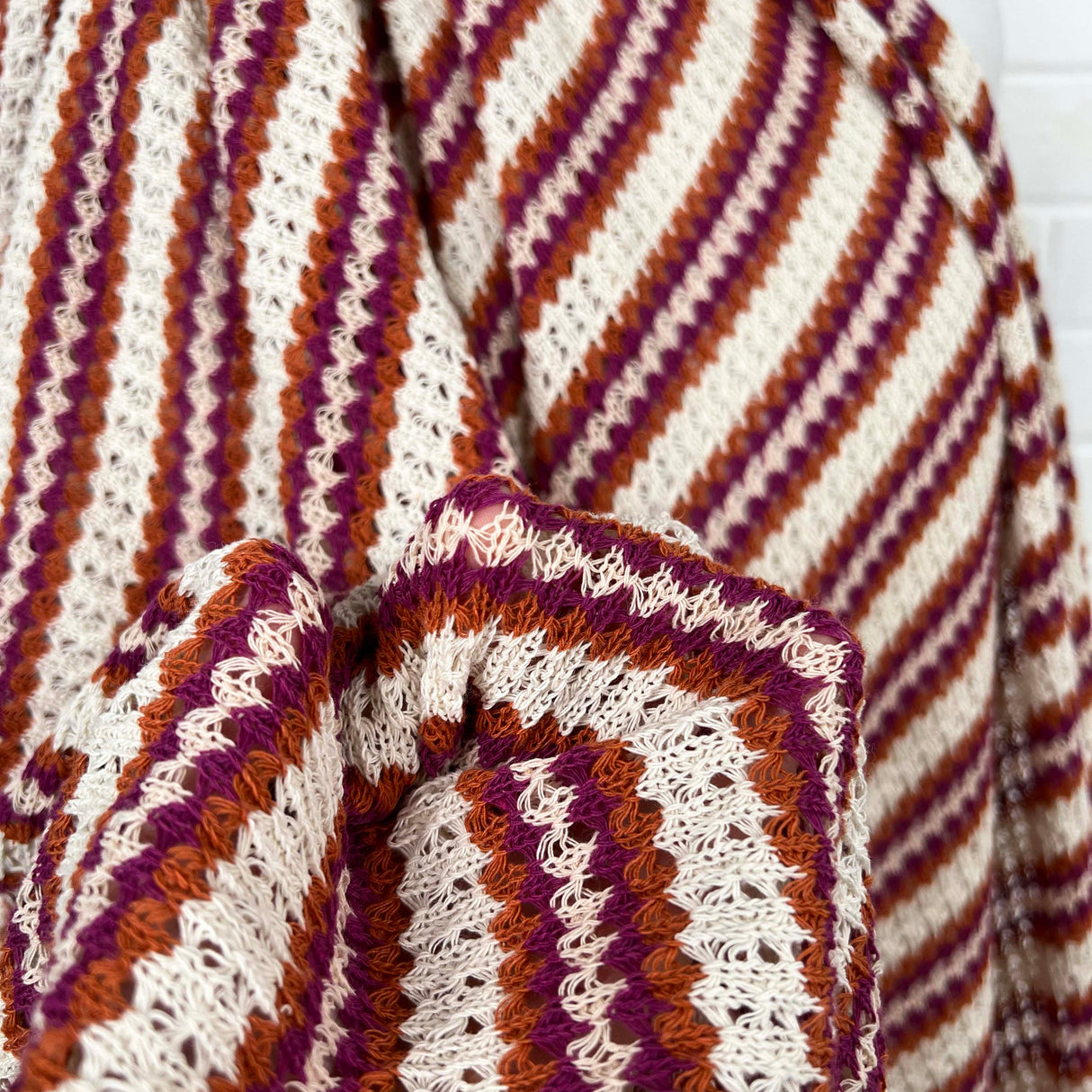 PolycottonPink Striped Crochet Dress Fabic Cadiz - Sunset Stripe 