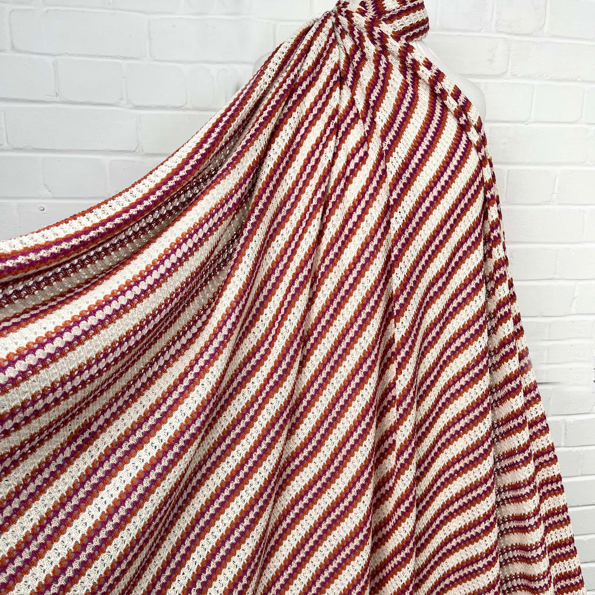 PolycottonPink Striped Crochet Dress Fabic Cadiz - Sunset Stripe Mannequin