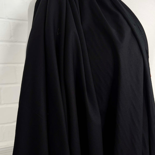 Calling All Stretch Black Viscose Elastane Suiting Fabric Hang