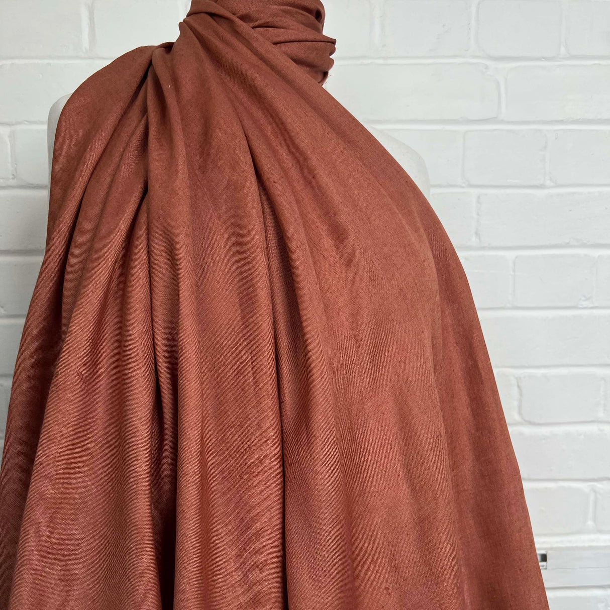 Canyon Linen Rust Plain Woven Italian Dress Fabric