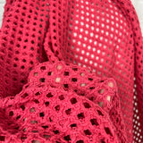 Castaway Crochet Pink Polyester Cotton Knit Fabric 