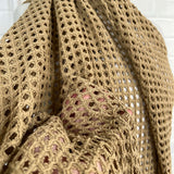Castaway Crochet Sand Poly Cotton Open Knitted Dress Fabric CU
