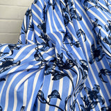 Chelsea Garden Cotton Blue White Floral Stripe Dress Fabric CU