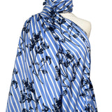 Chelsea Garden Cotton Blue White Floral Stripe Dress Fabric Mannequn