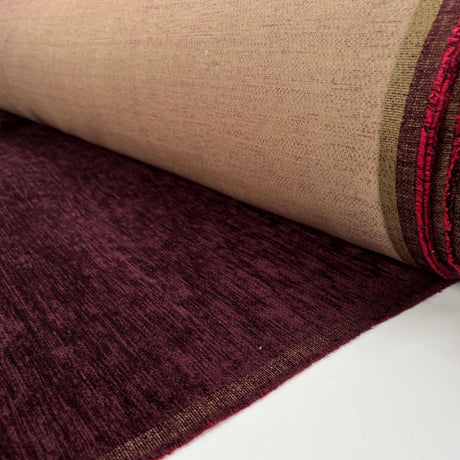 Chenille Slub Furnishing Burgundy Poly Fire Retardant Fabric Roll
